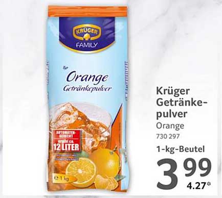 Krüger Getränkepulver Orange 1-kg-Beutel