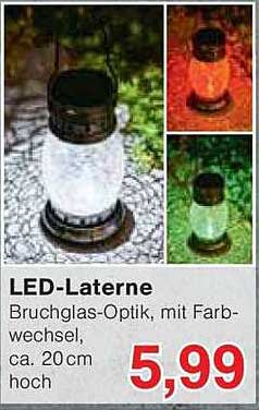 LED-Laterne - Bruchglas-Optik, mit Farbwechsel, ca. 20 cm hoch