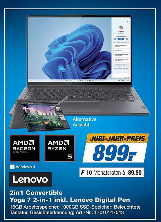 Lenovo Yoga 7 2-in-1 Convertible inkl. Lenovo Digital Pen