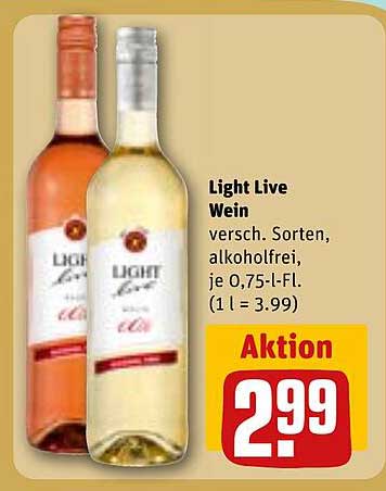 Light Live Wein - Verschiedene Sorten, alkoholfrei, 0,75 l