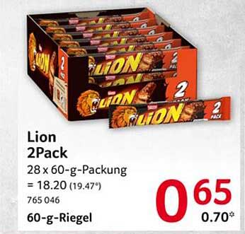 Lion 2Pack - 28 x 60-g-Packung für nur 0,65 € pro Riegel