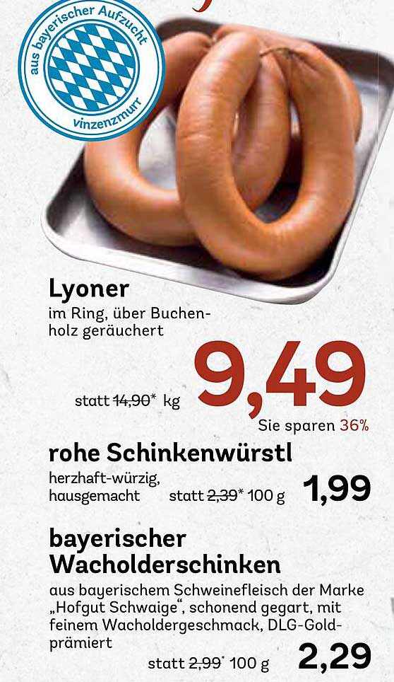 Lyoner im Ring, über Buchenholz geräuchert
