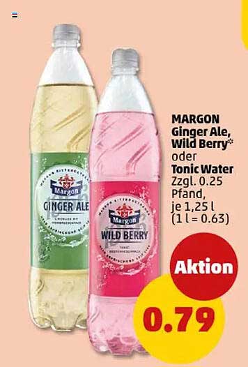 MARGON Ginger Ale, Wild Berry oder Tonic Water, je 1,25 L - Aktion