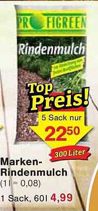 Marken-Rindenmulch 300 Liter für nur 22,50 € (5 Säcke)