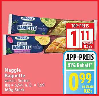 Meggle Baguette, verschiedene Sorten