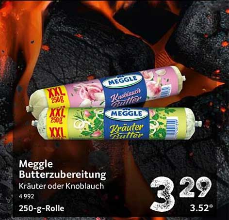 Meggle Butterzubereitung Kräuter oder Knoblauch 250-g-Rolle