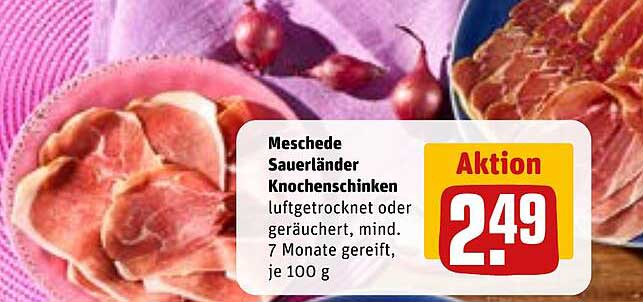 Meschede Sauerländer KnochenSchinken, luftgetrocknet oder geräuchert, mind. 7 Monate gereift, je 100 g