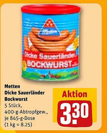 Metten Dicke Sauerländer Bockwurst 400 g Dose - nur 3,30 €