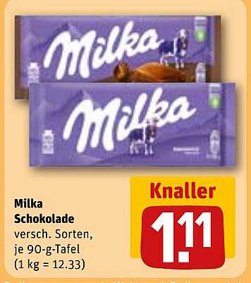 Milka Schokolade, verschiedene Sorten, je 90-g-Tafel