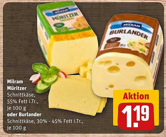 Milram Müritzer oder Burlander Schnittkäse