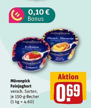 Mövenpick Feinjoghurt verschieden. Sorten, je 150-g-Becher