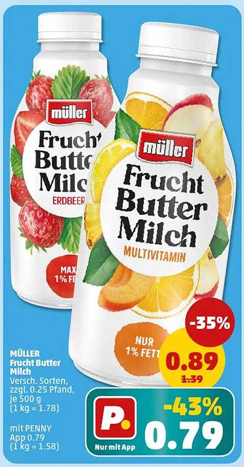 MÜLLER Frucht Butter Milch Erdbeer & Multivitamin