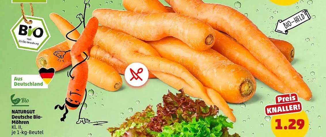 NATURGUT Deutsche Bio-Möhren Kl. II, je 1-kg-Beutel