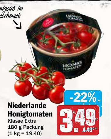 Niederlande Honigtomaten Klasse Extra 180 g Packung