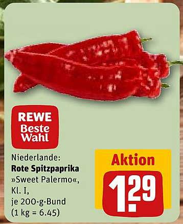 Niederlande: Rote Spitzpaprika »Sweet Palermo«, Kl. I, je 200-g-Bund