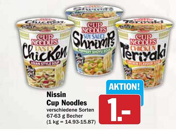 Nissin Cup Noodles - verschiedene Sorten
