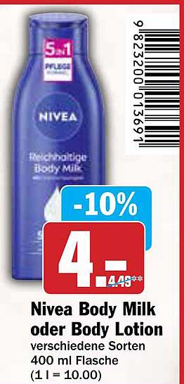 Nivea Body Milk oder Body Lotion 400 ml