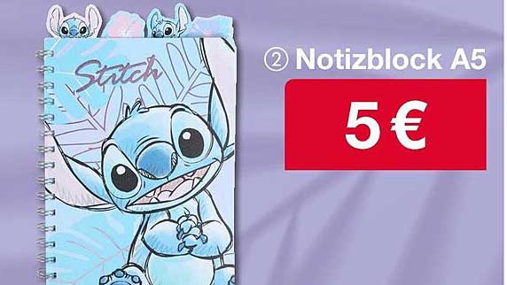 Notizblock A5 mit Stitch-Motiv