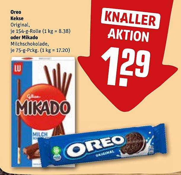 Oreo Kekse oder Mikado Milchschokolade im Angebot
