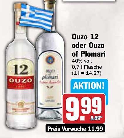 Ouzo 12 oder Ouzo of Plomari – 0,7 L Flasche