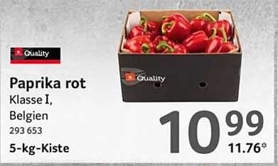 Paprika rot Klasse I, Belgien – 5-kg-Kiste
