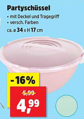 Partyschüssel mit Deckel und Tragegriff – Verschiedene Farben