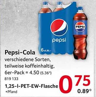 Pepsi-Cola 6er-Pack für nur 0,75 € pro Flasche
