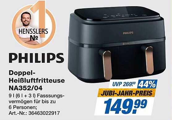 Philips Doppel-Heißluftfritteuse NA352/04