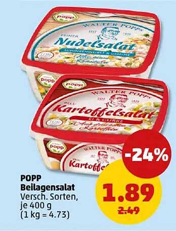 POPP Beilagensalat, verschiedene Sorten, je 400 g
