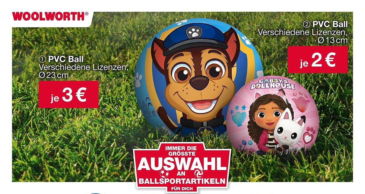 PVC Ball Verschiedene Lizenzen, Ø 23 cm für 3 € und Ø 13 cm für 2 €