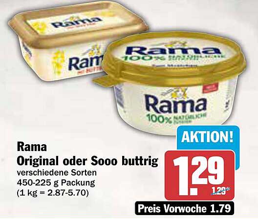 Rama Original oder Sooo buttrig 450-225 g Packung
