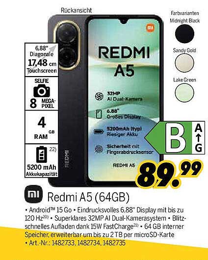 Redmi A5 (64GB) - Smartphones von MEDIMAX