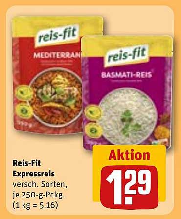 Reis-Fit Expressreis – verschiedene Sorten, je 250-g-Pckg.