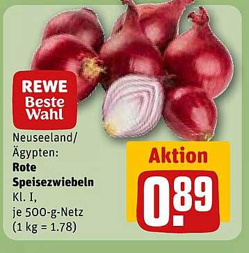 REWE Beste Wahl Rote Speisezwiebeln 500 g für nur 0,89 €