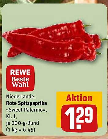REWE Beste Wahl Rote Spitzpaprika »Sweet Palermo«, Kl. I, je 200-g-Bund