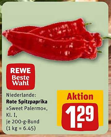 REWE Beste Wahl: Rote Spitzpaprika »Sweet Palermo«, Kl. I, je 200-g-Bund