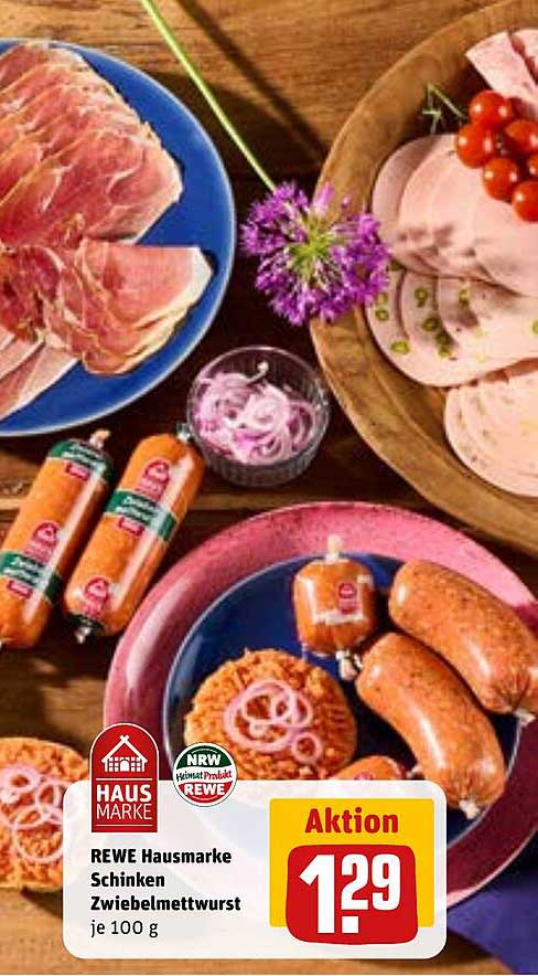 REWE Hausmarke Schinken Zwiebelmettwurst je 100 g