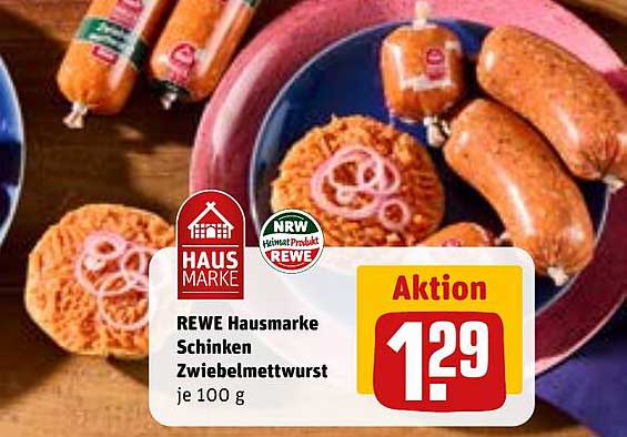 REWE Hausmarke Schinken Zwiebelmettwurst je 100 g