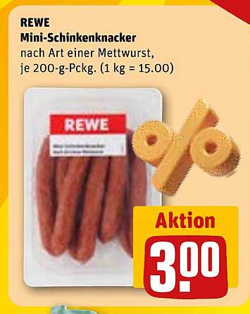 REWE Mini-Schinkenknacker nach Art einer Mettwurst, je 200-g-Pckg.