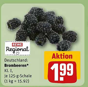 REWE Regional: Brombeeren Kl. I - je 125-g-Schale für nur 1,99