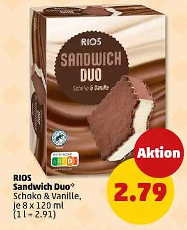 RIOS Sandwich Duo - Schoko & Vanille, je 8 x 120 ml