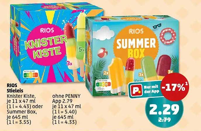 Rios Stieleis Knister Kiste oder Summer Box, je 11 x 47 ml