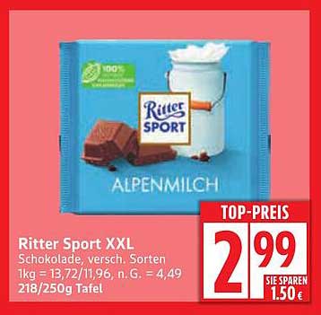 Ritter Sport XXL Schokolade, verschiedene Sorten