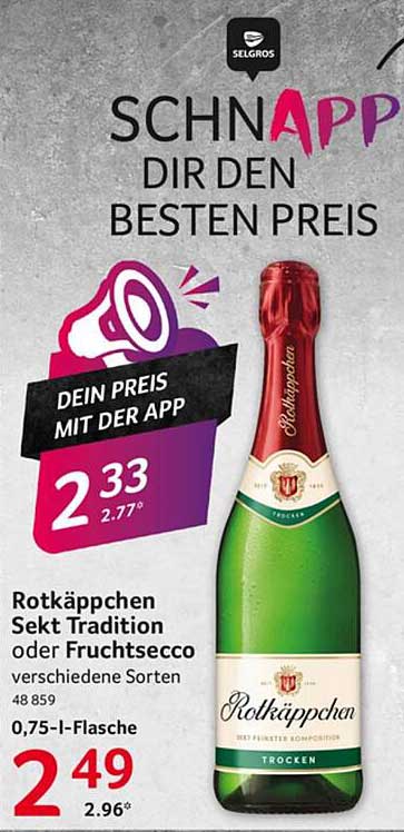 Rotkäppchen Sekt Tradition oder Fruchtsecco 0,75 L-Flasche