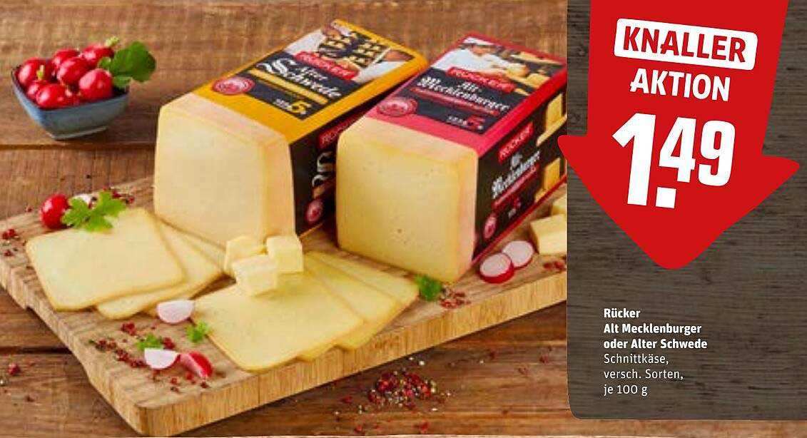 Rücker Alt Mecklenburger oder Alter Schwede Schnittkäse, verschieden Sorten, je 100 g