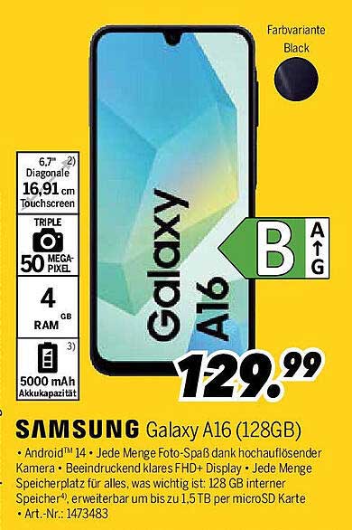 Samsung Galaxy A16 (128GB) Black