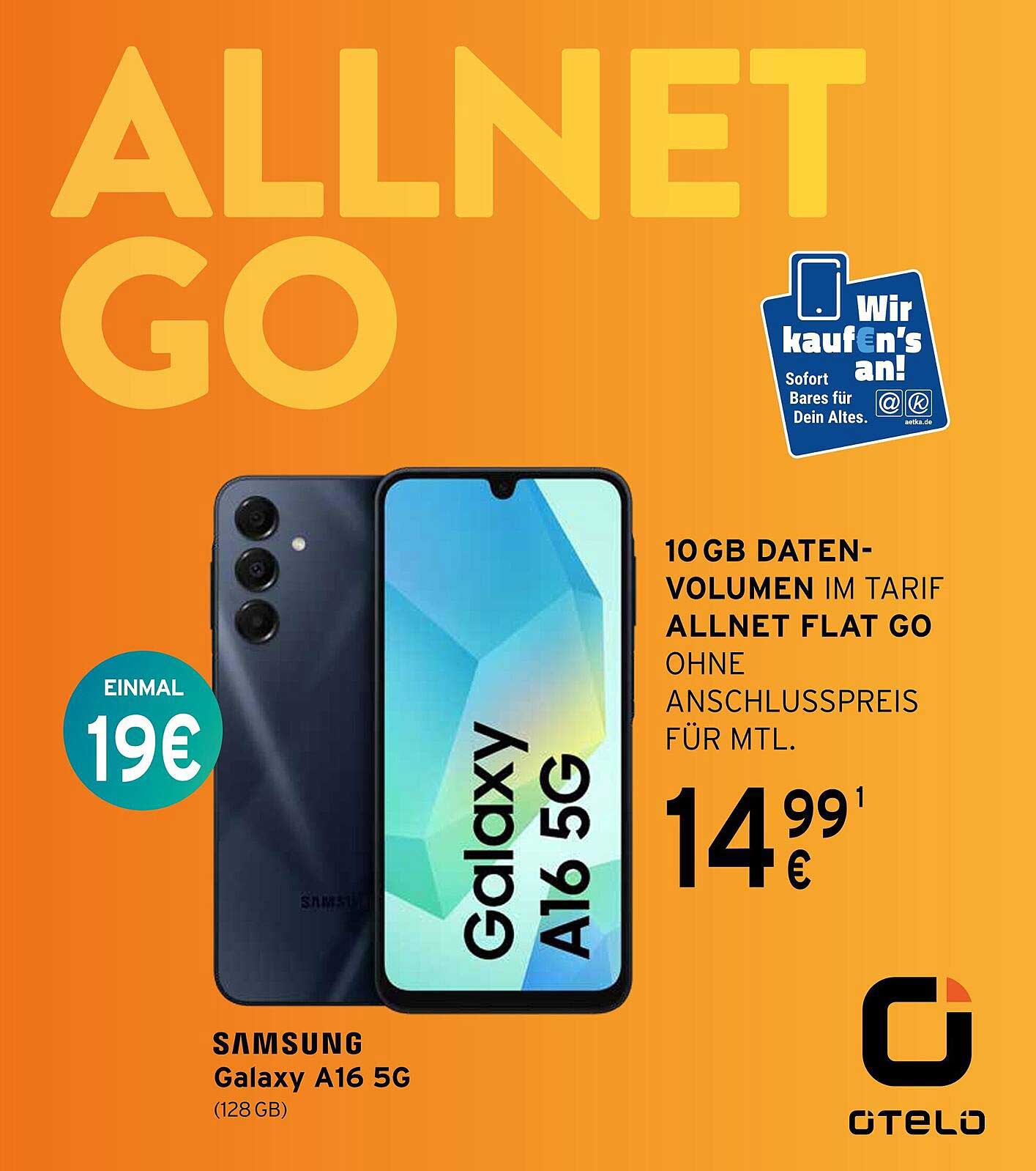 Samsung Galaxy A16 5G - Allnet Flat Go für nur 14,99 €