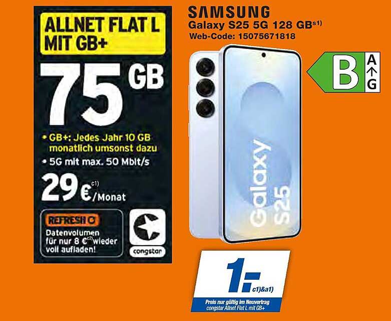 Samsung Galaxy S25 5G 128 GB mit Allnet Flat L