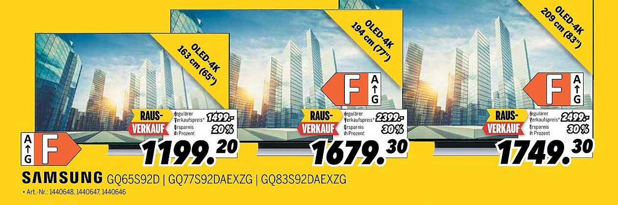 SAMSUNG OLED-4K Fernseher GQ65S92D, GQ77S92DAEXZG, GQ83S92DAEXZG