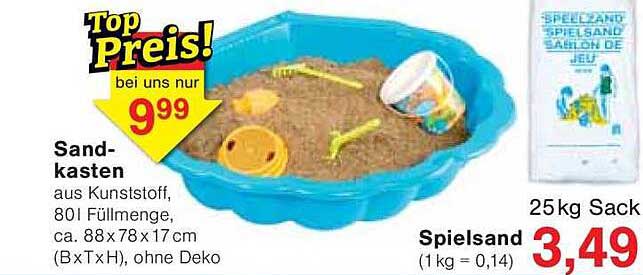 Sandkasten aus Kunststoff mit 80l Füllmenge
